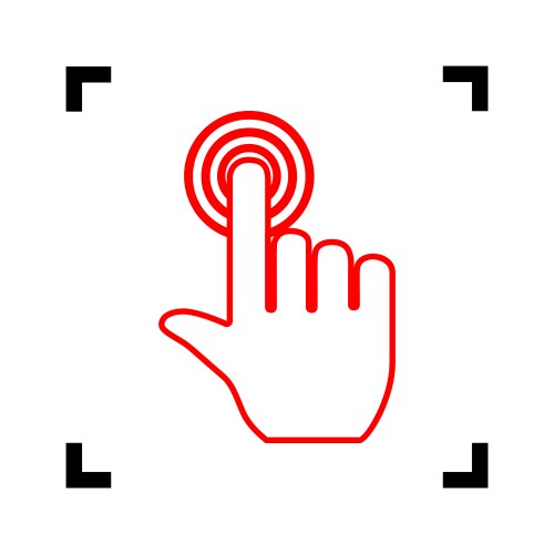 Hand click on button red icon inside vector image
