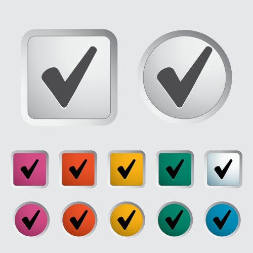 Tick check mark badge with ribbons Royalty Free Vector Image
