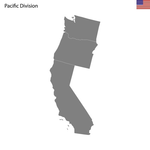 Pacific Division Map of USA Vector Image