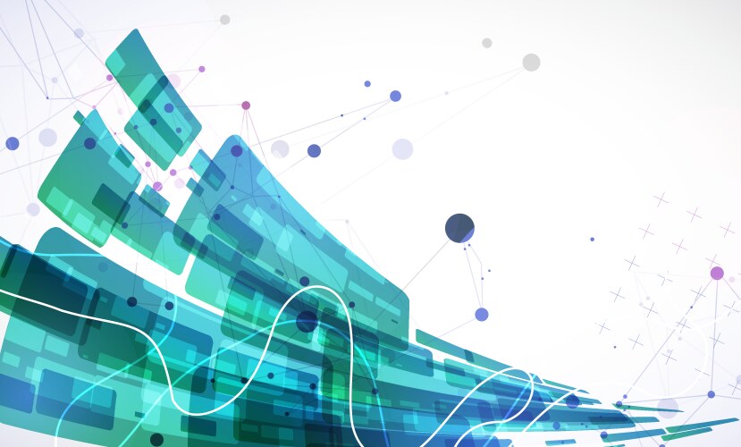 Abstract wave of rectangles with plexus elements vector image
