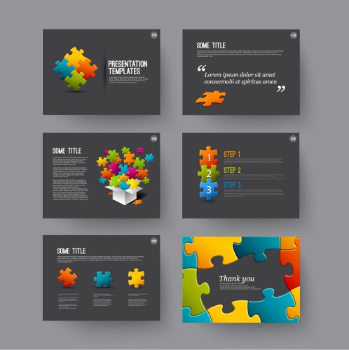 Presentation slides with infographic elements vector image