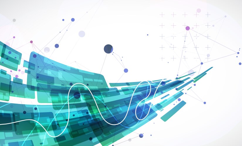 Abstract wave of rectangles with plexus elements vector image
