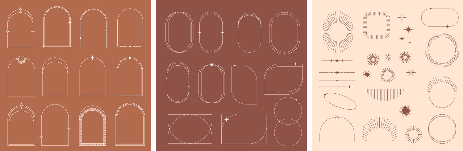 Aesthetic linear frames line arch or simple Vector Image