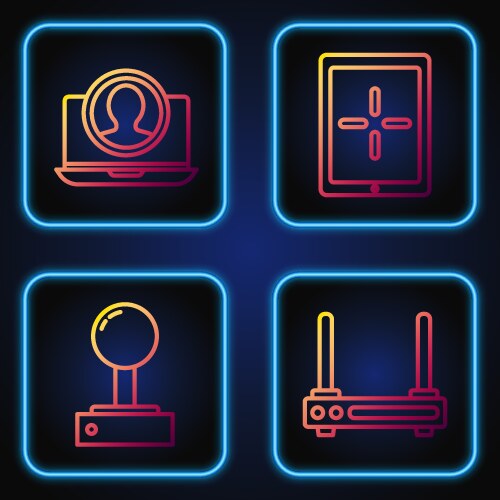 Set line router and wi-fi signal joystick vector image