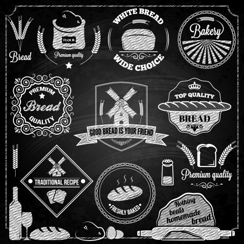 Chalkboard Bread Bakery Elements Vector Image