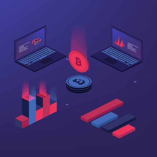 Cryptocurrency and blockchain bitcoin mining farm vector image