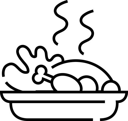 Cooked turkey line icon concept sign outline Vector Image