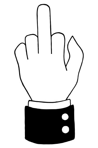 Hand middle finger monochrome black and white Vector Image