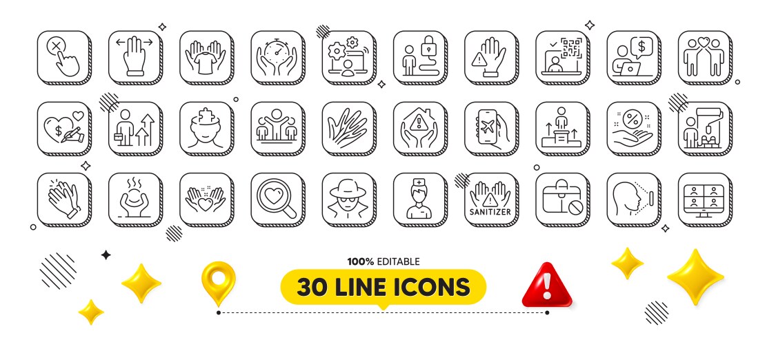 Painter winner and mental conundrum line icons vector image