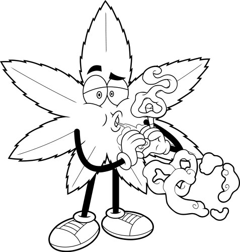Outlined funny marijuana leaf cartoon character Vector Image