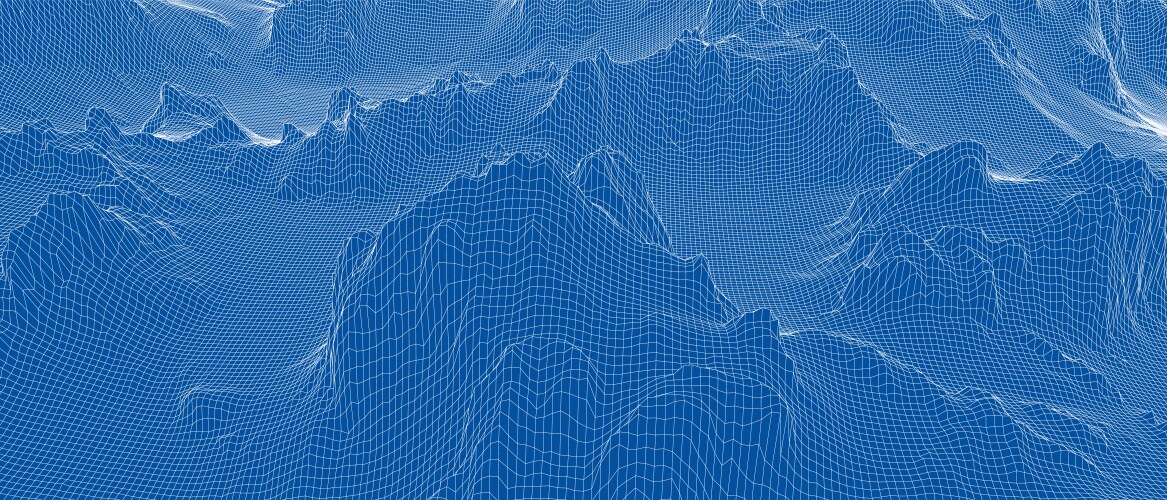 Abstract 3d wire-frame landscape blueprint style vector image