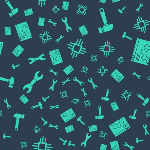 Set processor with microcircuits cpu hammer vector image
