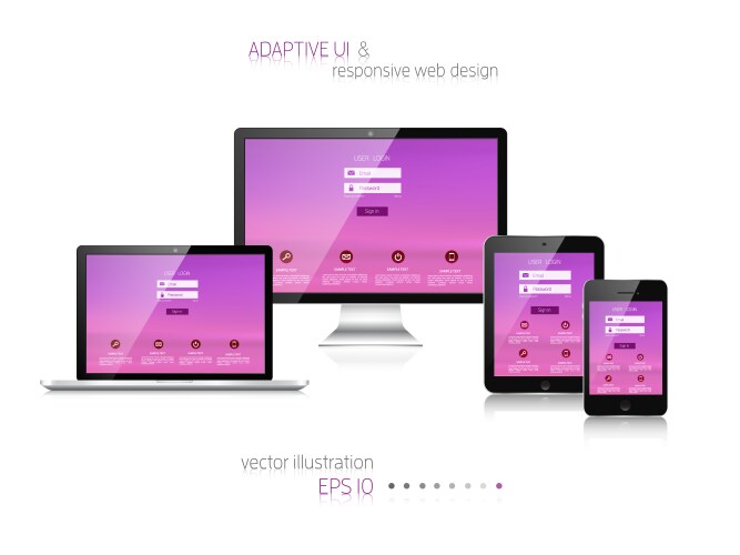 Responsive web design adaptive user interface vector image