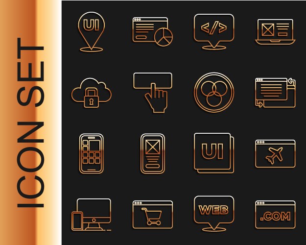Set line ui or ux design website template front vector image