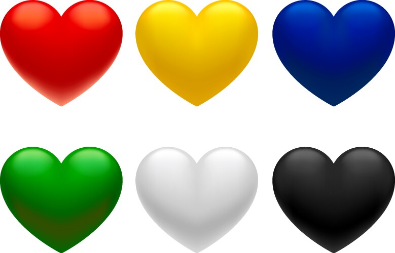 Set of three dimensional hearts different vector image