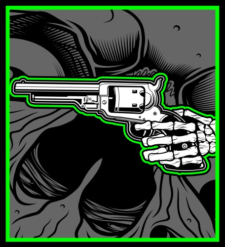 Skull hand hold uzi gun Vector Image