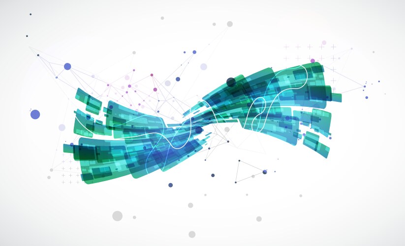Abstract wave of rectangles with plexus elements vector image