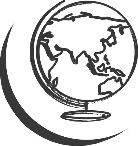 Stylized Globe with Crescent Moon Vector Image