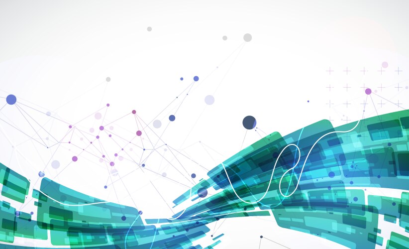 Abstract wave of rectangles with plexus elements vector image