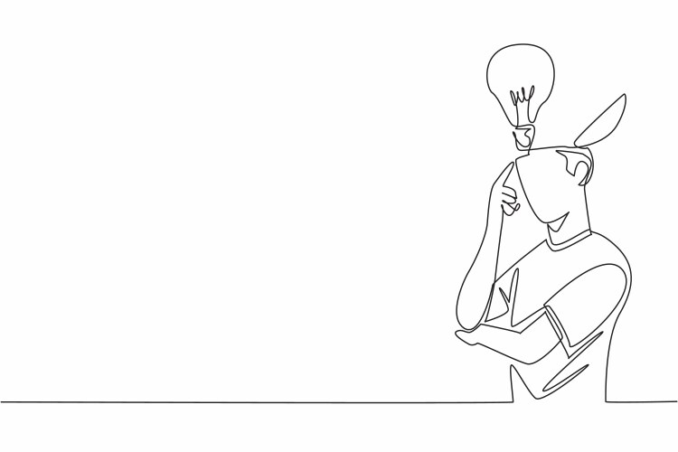 One single line drawing of human brain inside Vector Image