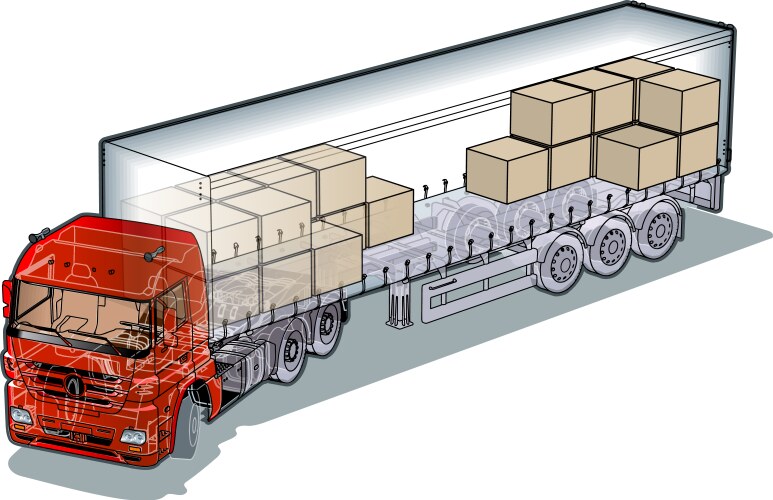 Hi-detailed commercial semi-truck Royalty Free Vector Image
