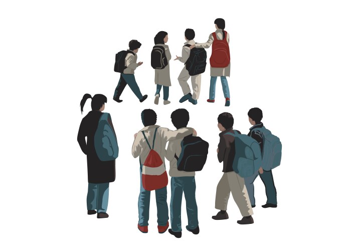 Group mix race people standing together casual Vector Image