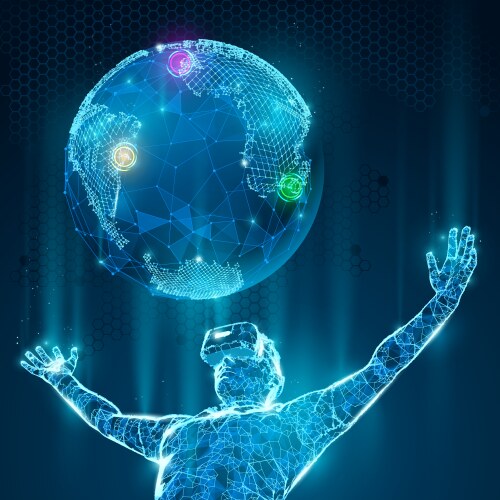 VR Hologram Man - Digital Tech Vector Image