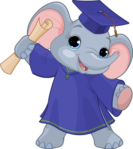 Elephant graduates Vector Image