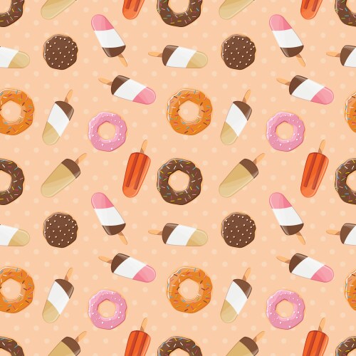 seamless pattern with ice cream and donuts vector image