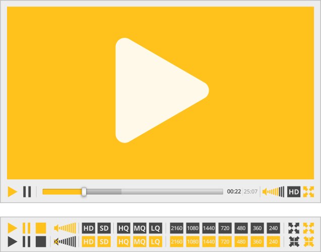 Media player white push button Royalty Free Vector Image