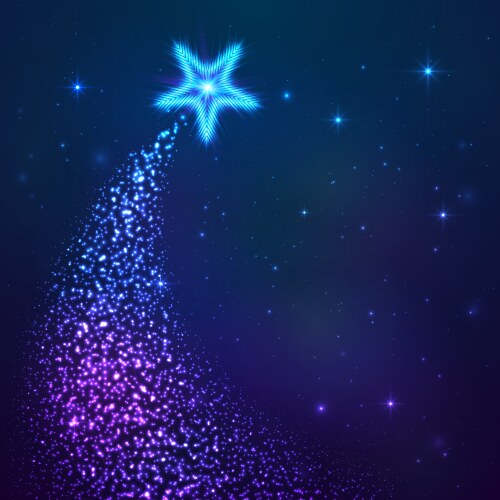 Blue christmas background with star trail Vector Image