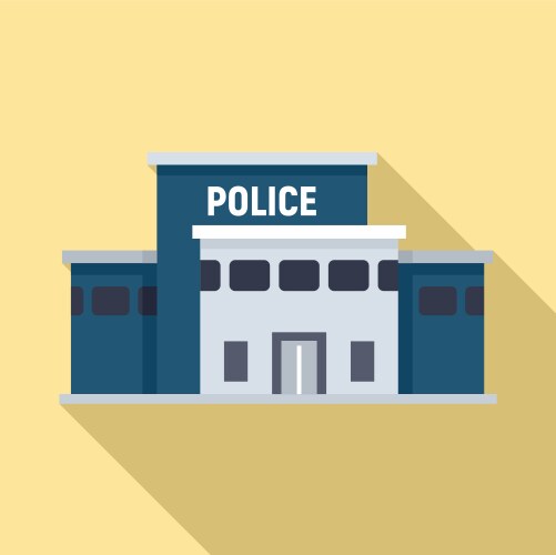 Police station building icon flat style Vector Image