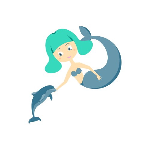 Cartoon color character mermaid girl on a white Vector Image