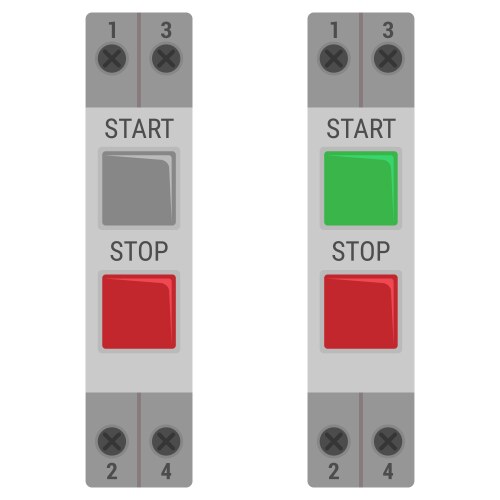 Module with control buttons for din rail mounting vector image