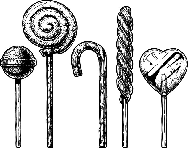 Candy Swirls and Hearts Vector Image