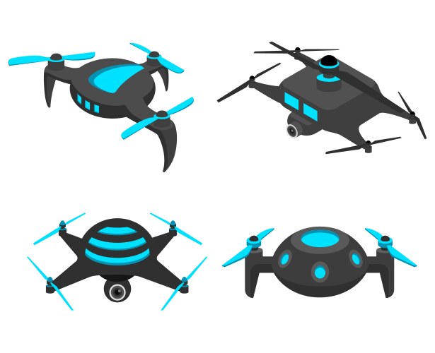 Isometric Drones Set Royalty Free Vector Image