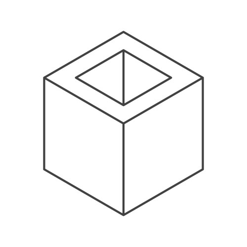 Abstract isometric cube with a pyramidshaped void vector image