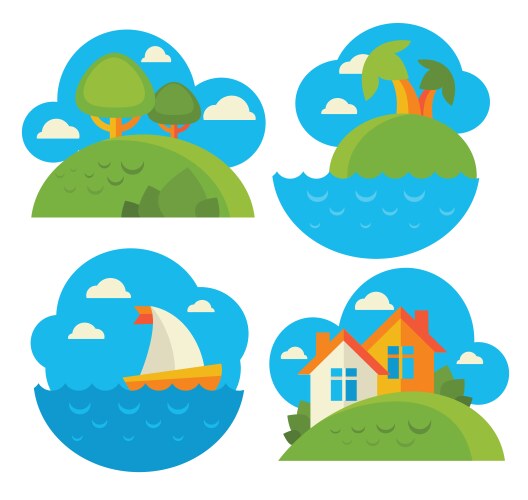 Nature landscape backgrounds set Royalty Free Vector Image