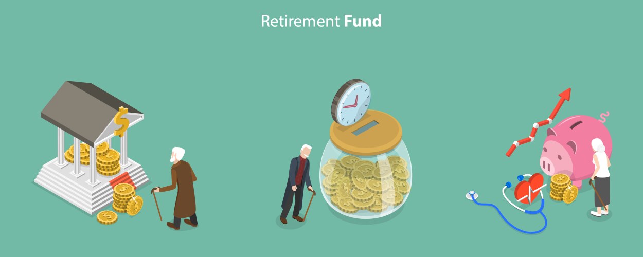Retirement flat isometric Royalty Free Vector Image