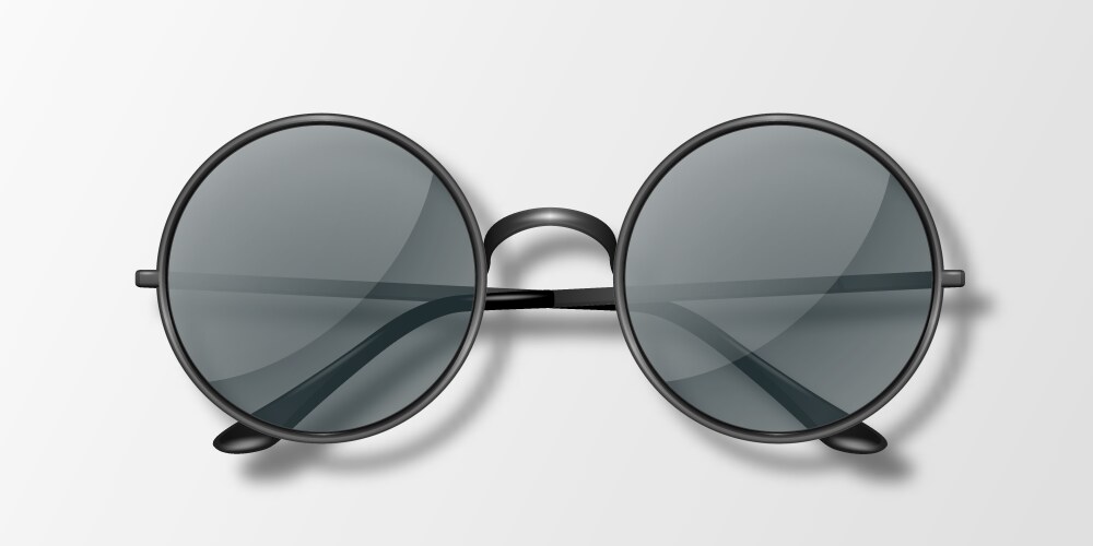 Realistic black round frame glasses Royalty Free Vector