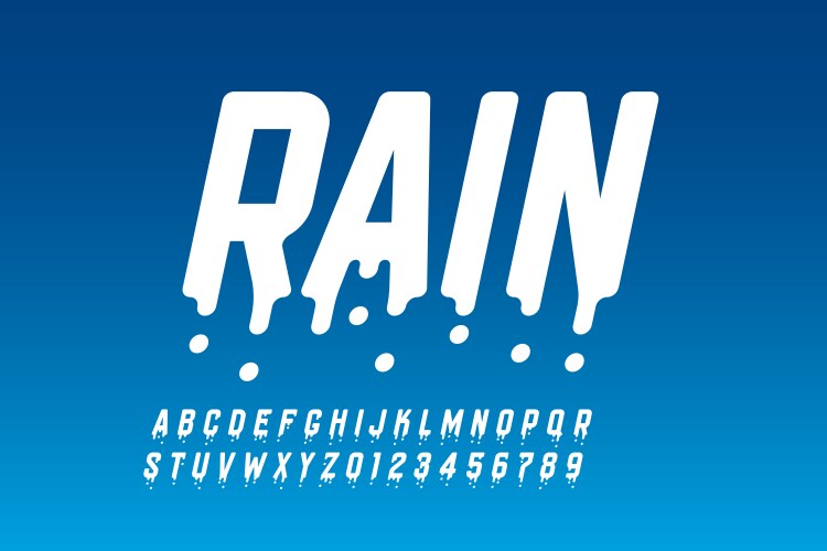 rainy font design modern alphabet letters vector