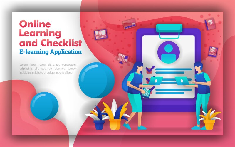 Abstract for online learning and checklist learn vector image