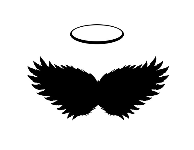 black angel wings and halo vector