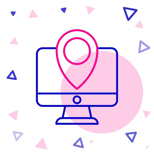 Line computer monitor and folded map with location vector image