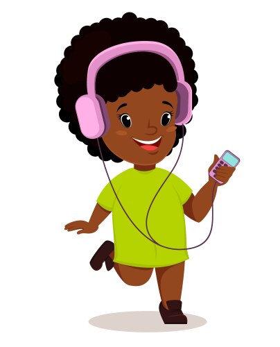 African Girl Listening to Music Vector Image