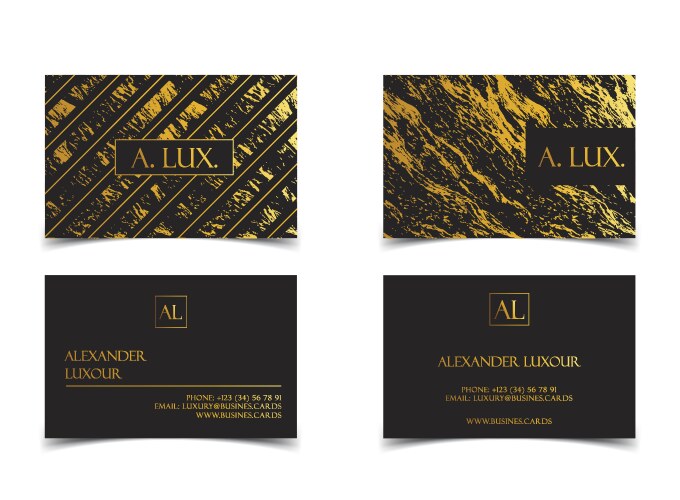 Elegant black luxury business cards with marble Vector Image