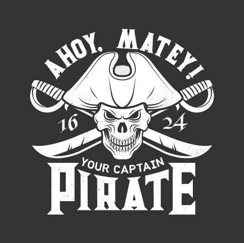 Pirate skull with sabers t-shirt print Vector Image