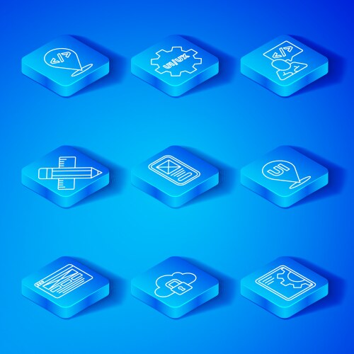 Set line ui or ux design cloud computing lock vector image