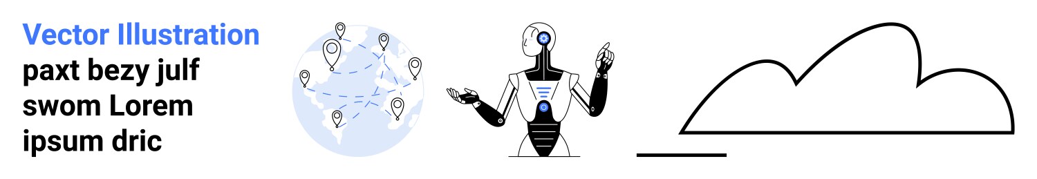 Artificial intelligence robot with global network vector image