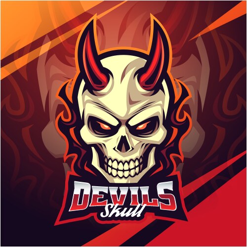 Devil Skull Logo - Dark Mascot Vector Image